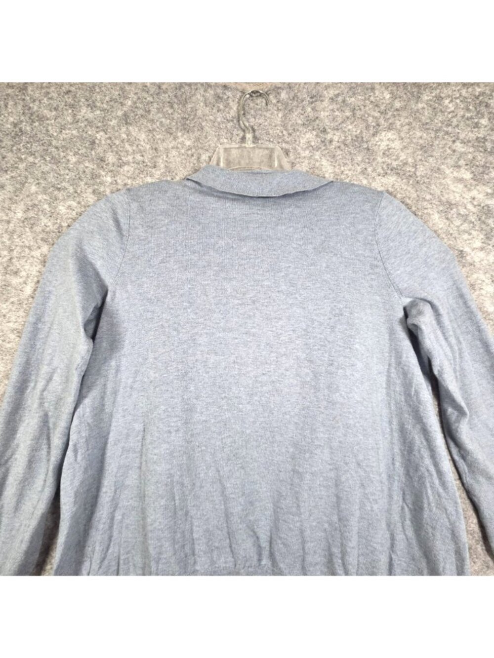 Talbots Ruffle Front Knit Cardigan Sweater Blue Preppy Classic Lightweight Layer - Picture 7 of 10